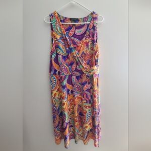 RLL Colorful Paisley Print Dress Sz XL Like New With Small Flaw